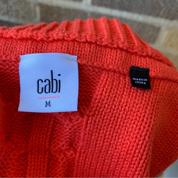 Cabi 5449 Orange Citrus Chunky Cable Knit Cardigan Sweater Button Up Medium - Picture 10 of 13